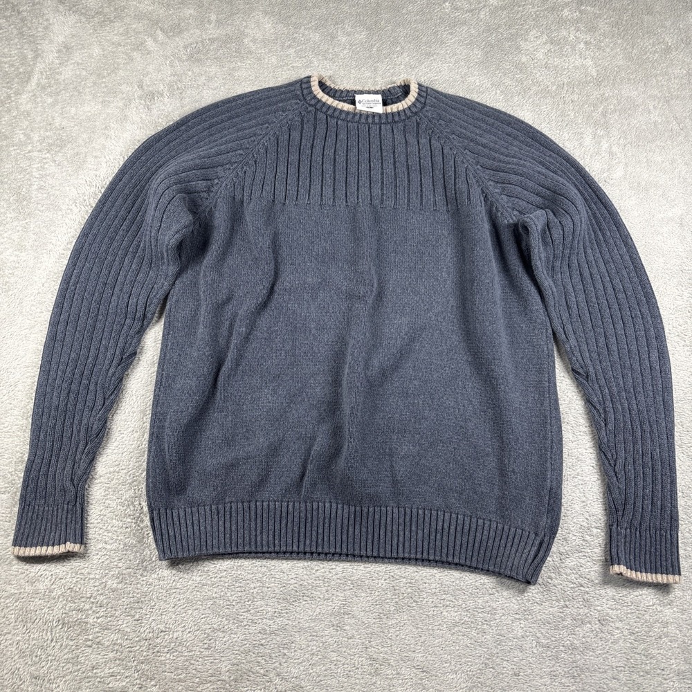 COLUMBIA Sportswear Sweater Striped Wool Blend Logo‎ Sleeve Mens Large